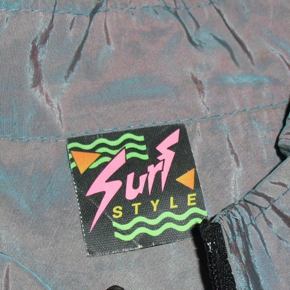 Surf Style Cocoa Beach Florida Mens 90s Iridescent Windbreaker Jacket sz Medium - Picture 4 of 5